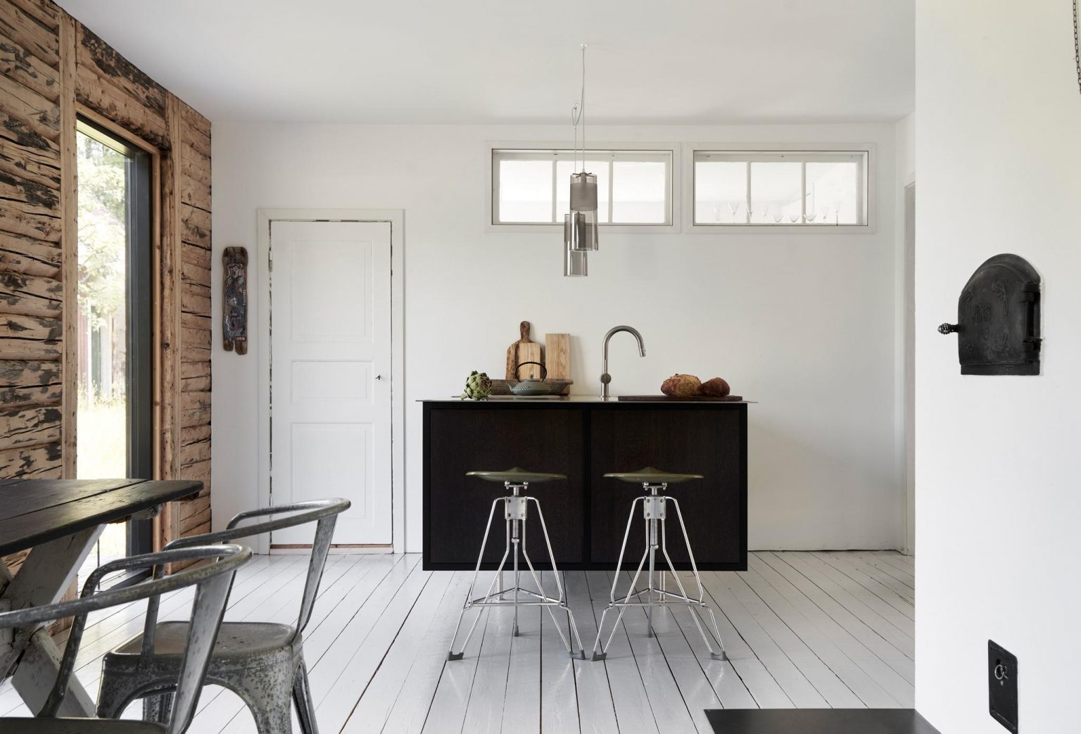 salon et cuisine ouverte décoration scandinave minimaliste
