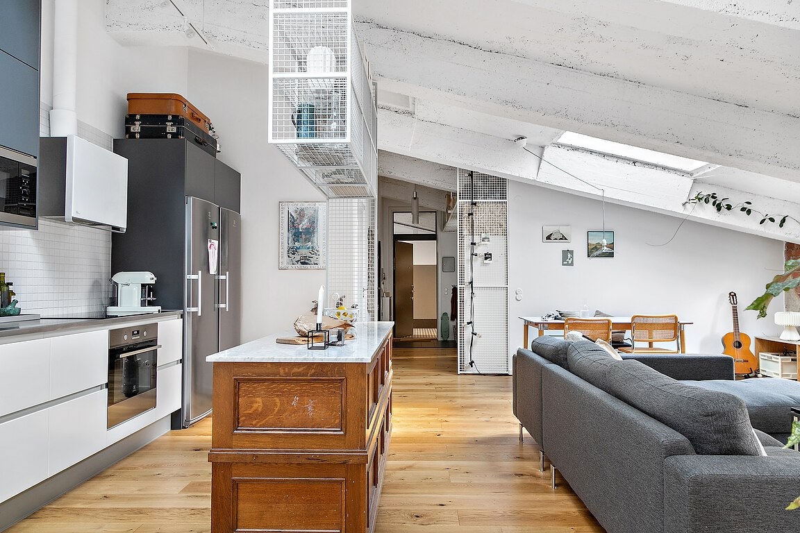 salon et cuisine ouverte appartement design avec terrasse