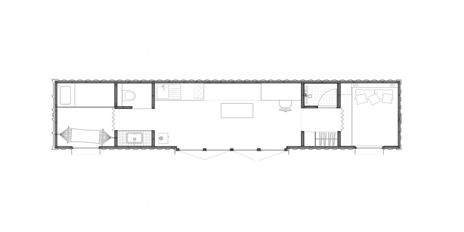 plan mini maison container 25m2
