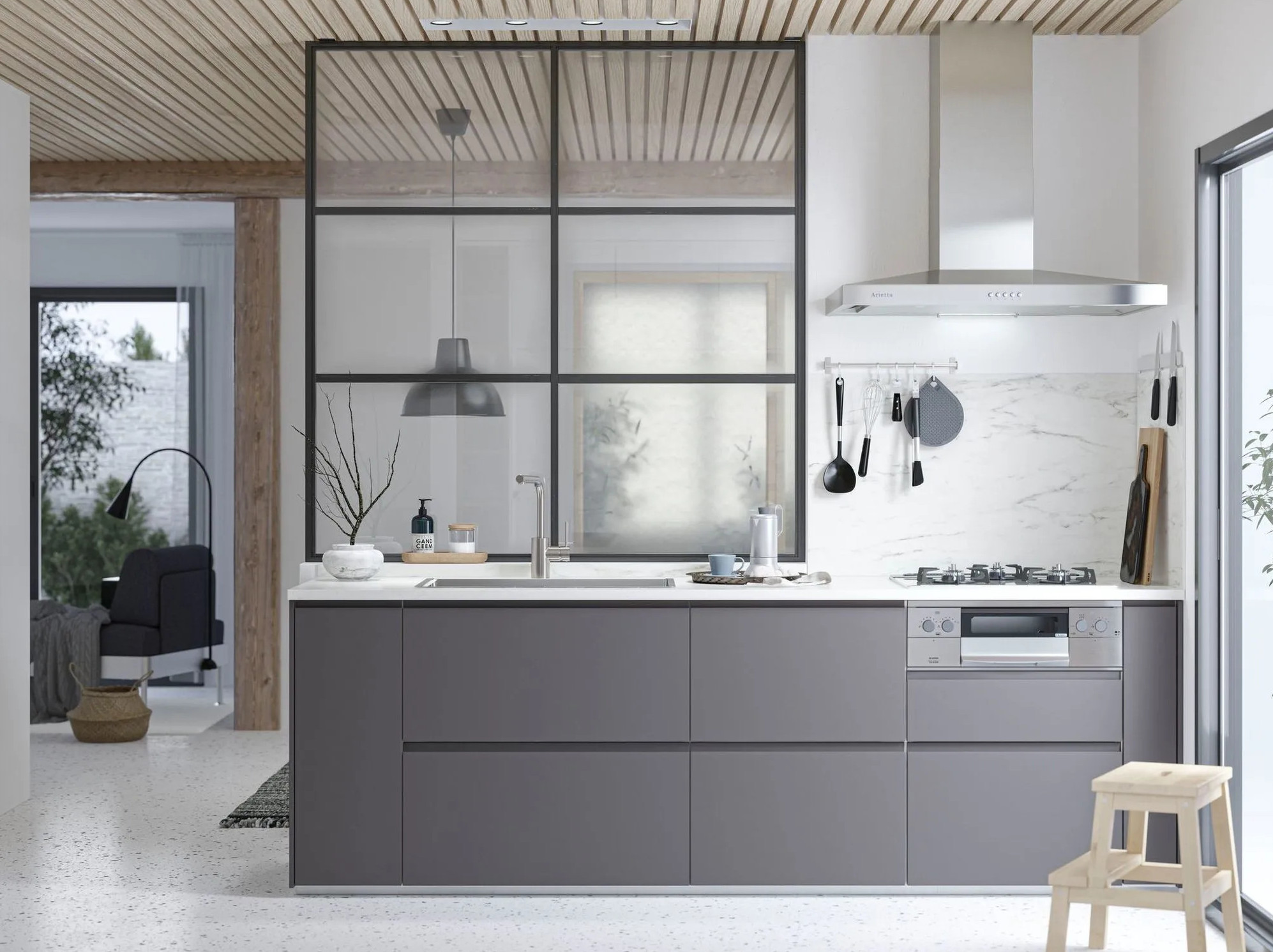 Peinture cuisine : Le gris anthracite une couleur déco tendance   Minimalist house design, Minimalist kitchen design, Minimalist bedroom
