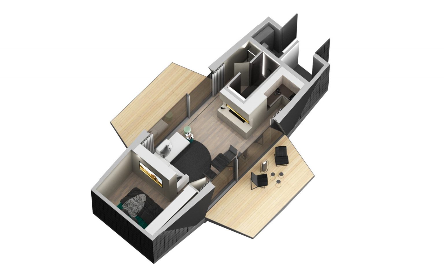plan 3D maison design 60m2