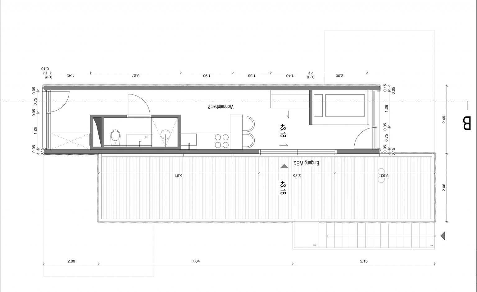 plan mini maison container 26m2