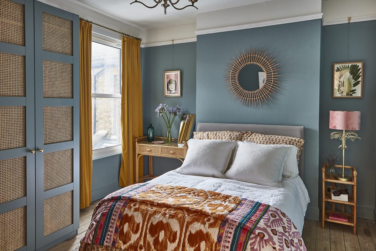 chambre décoration vintage bleue