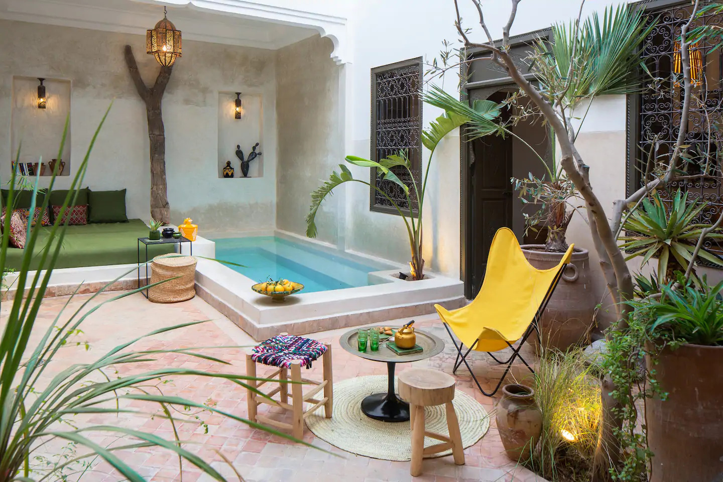 patio avec piscine maison Maroc