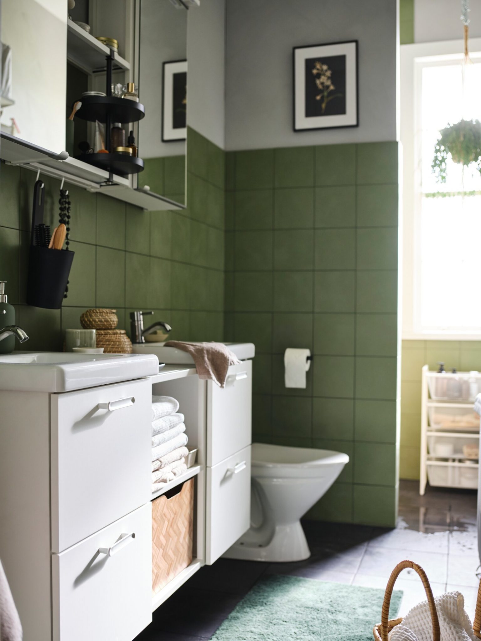 salle de bain verte loft compact IKEA