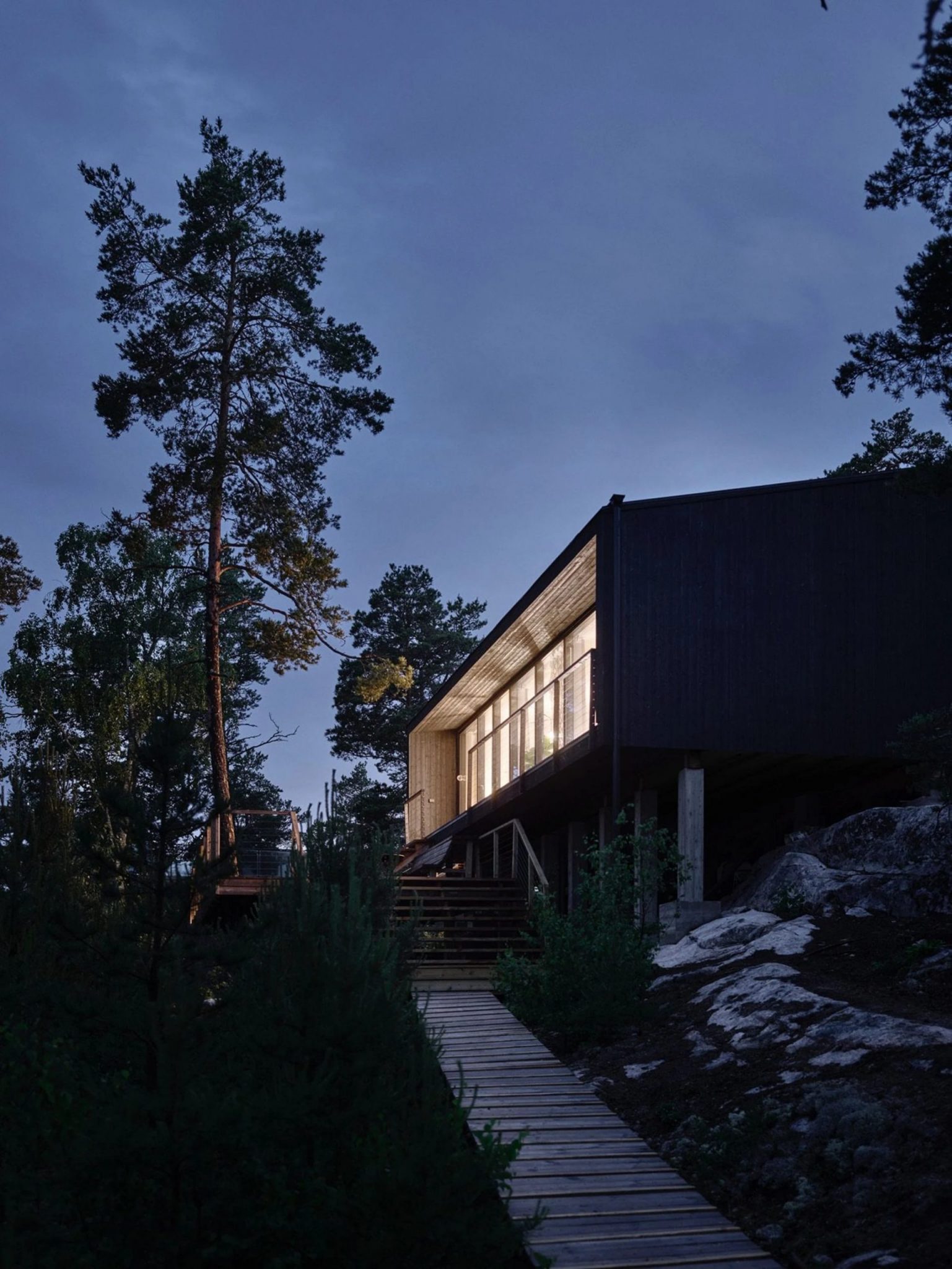 façade maison en bois noir