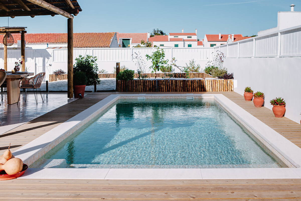 terrasse avec piscine maison à Comporta