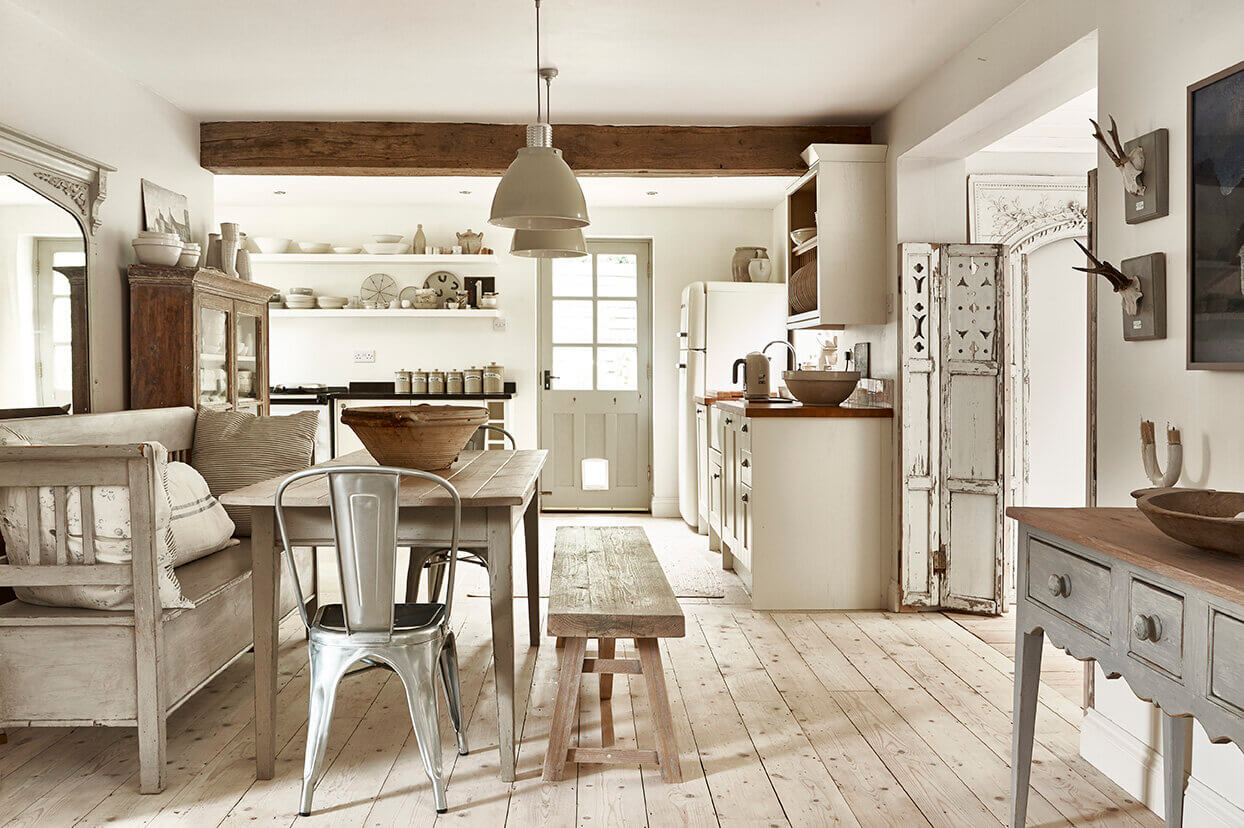 Rustic brown decor in a charming English cottage