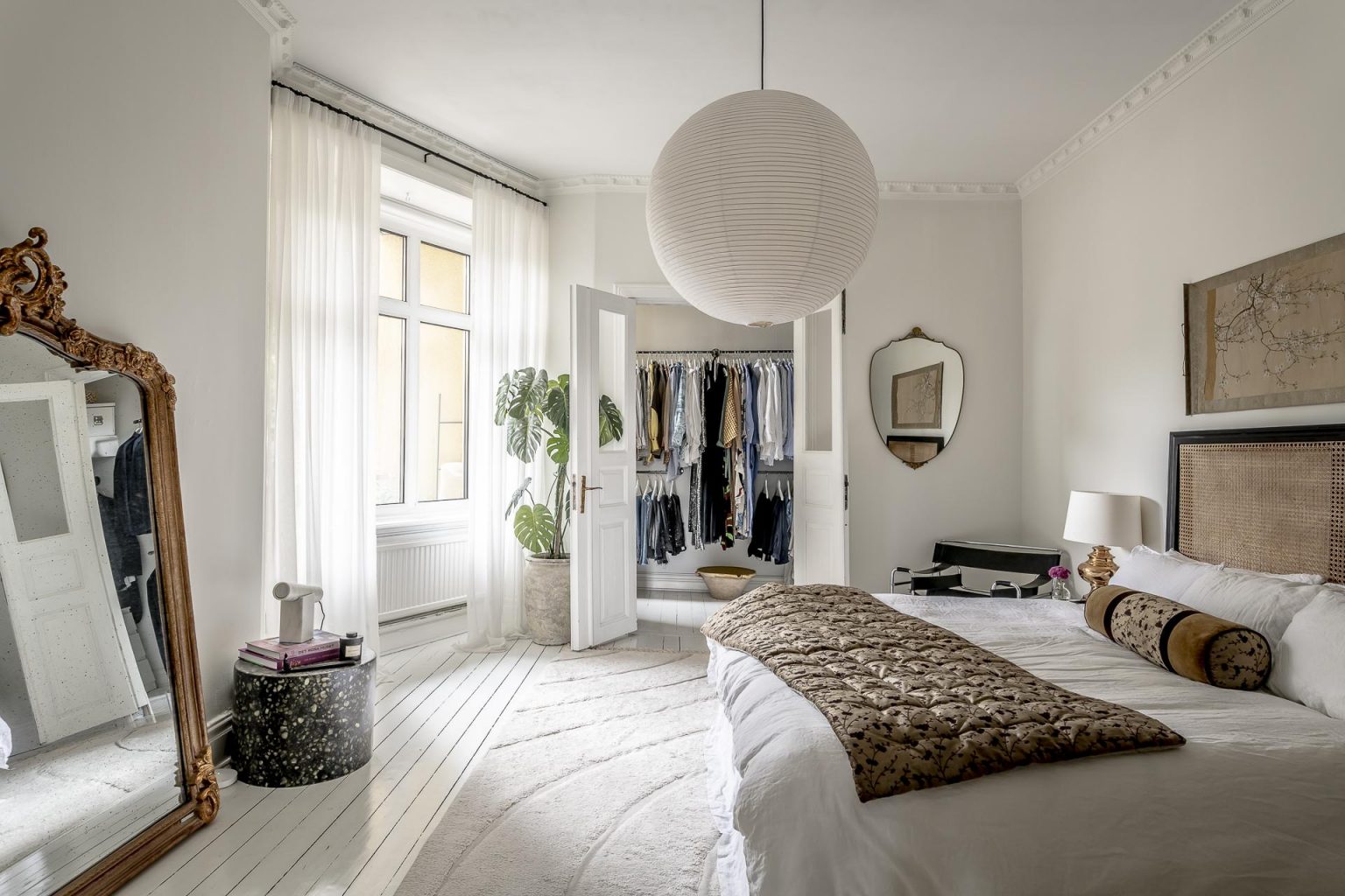 chambre décoration blanche et naturelle vintage