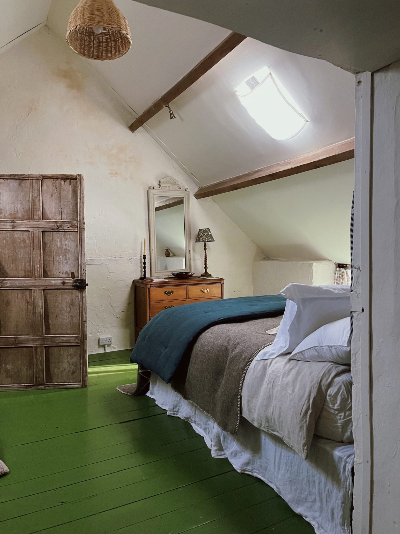 chambre sol vert cottage décoration rustique chic