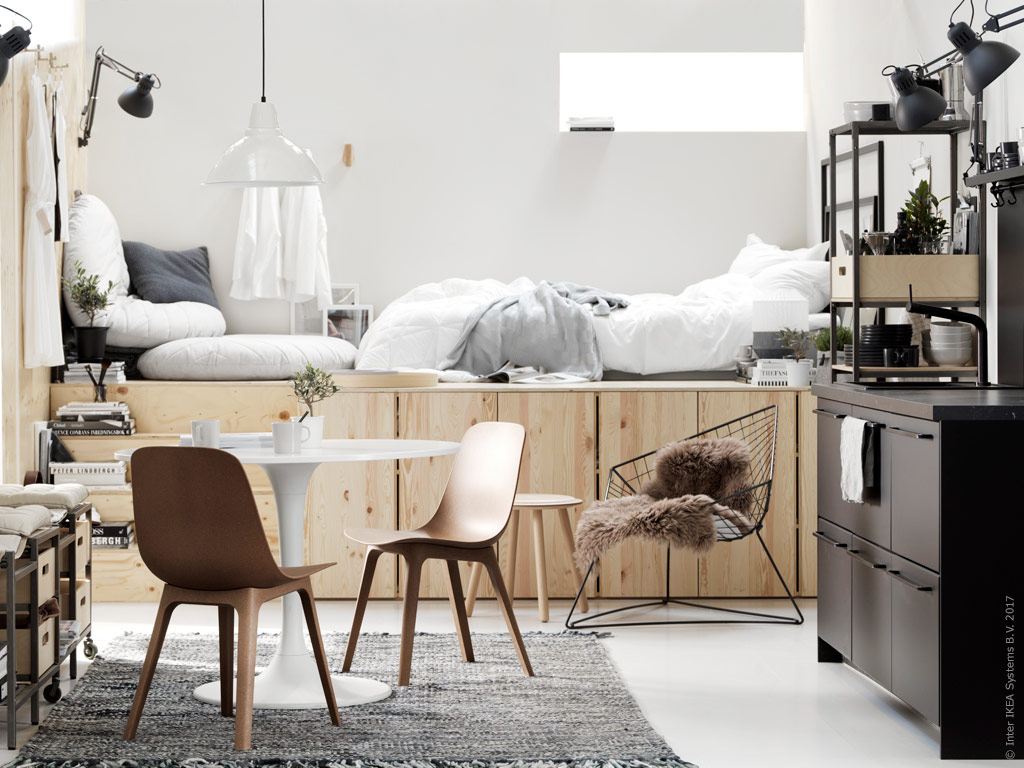 studio IKEA avec lit sur estrade