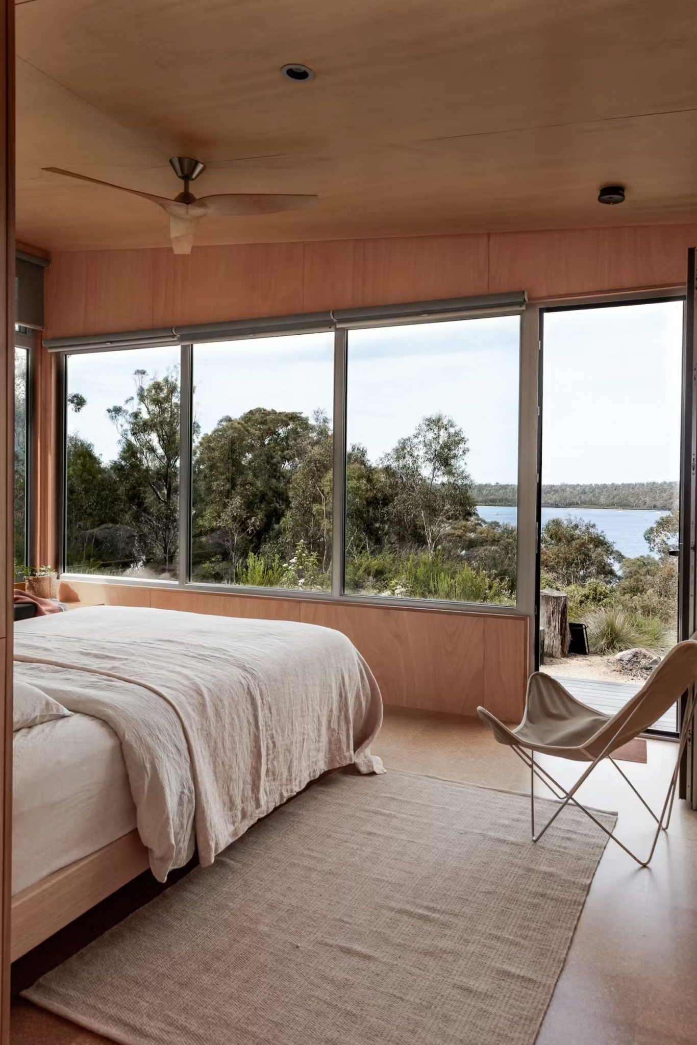 chambre maison architecte en bois vue mer