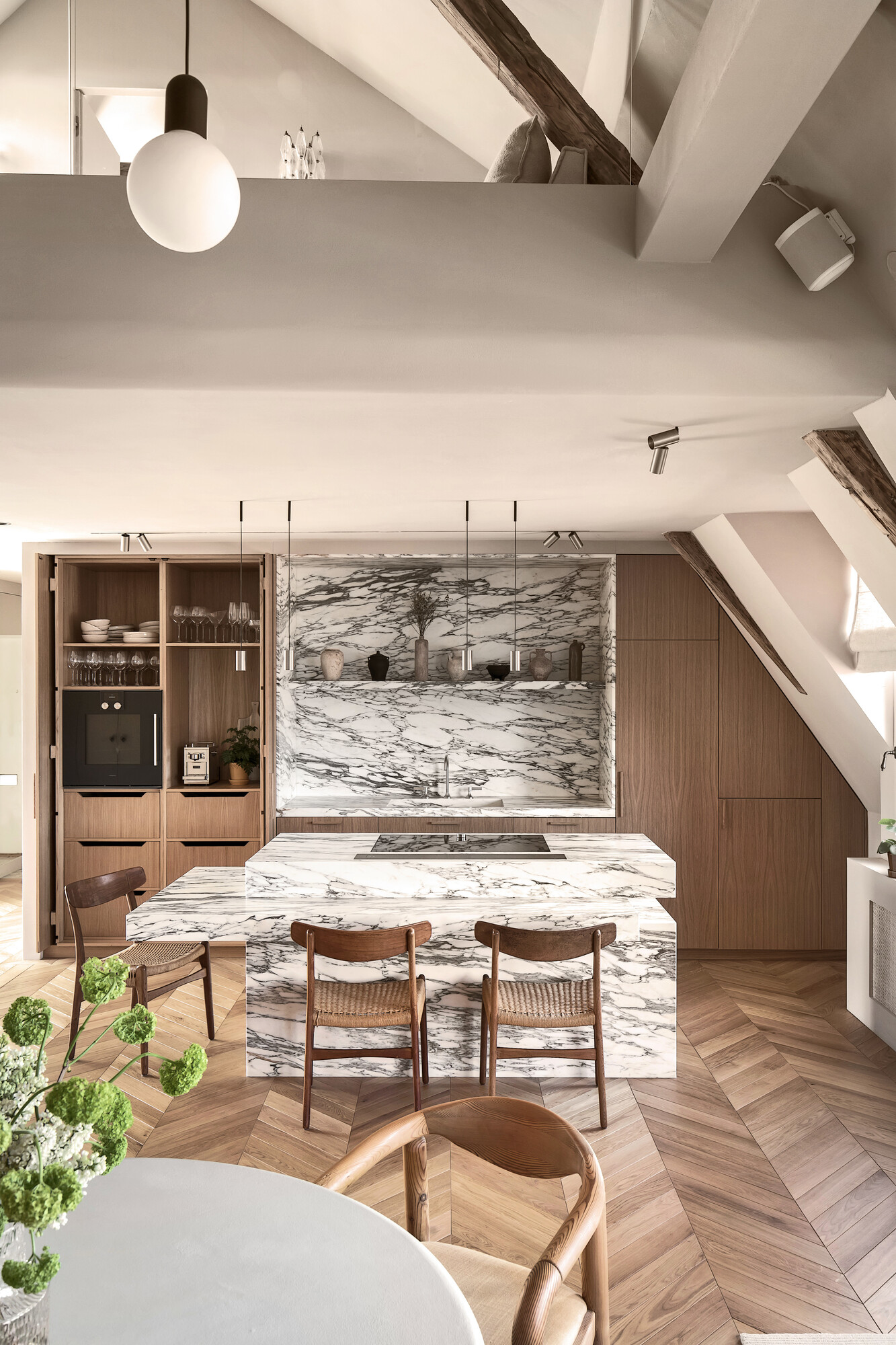 cuisine décoration design bois et marbre 
