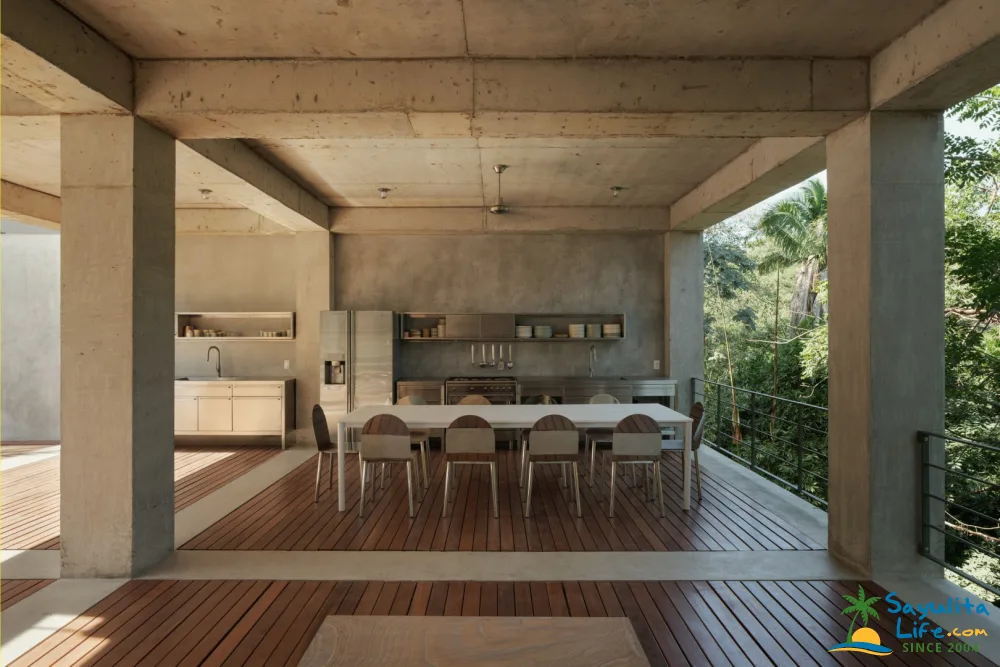 terrasse avec cuisine maison architecte béton