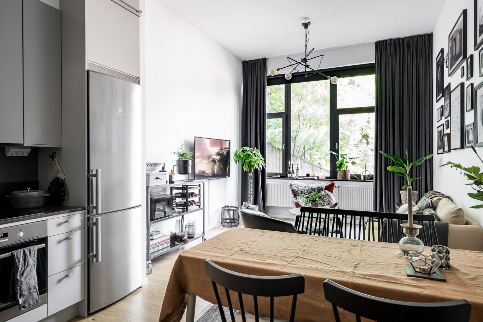 cuisine et salon petit duplex décoration scandinave
