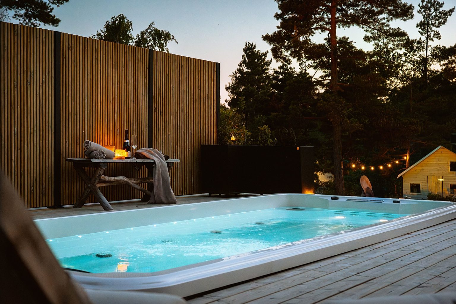 terrasse bois avec piscine maison contemporaine 