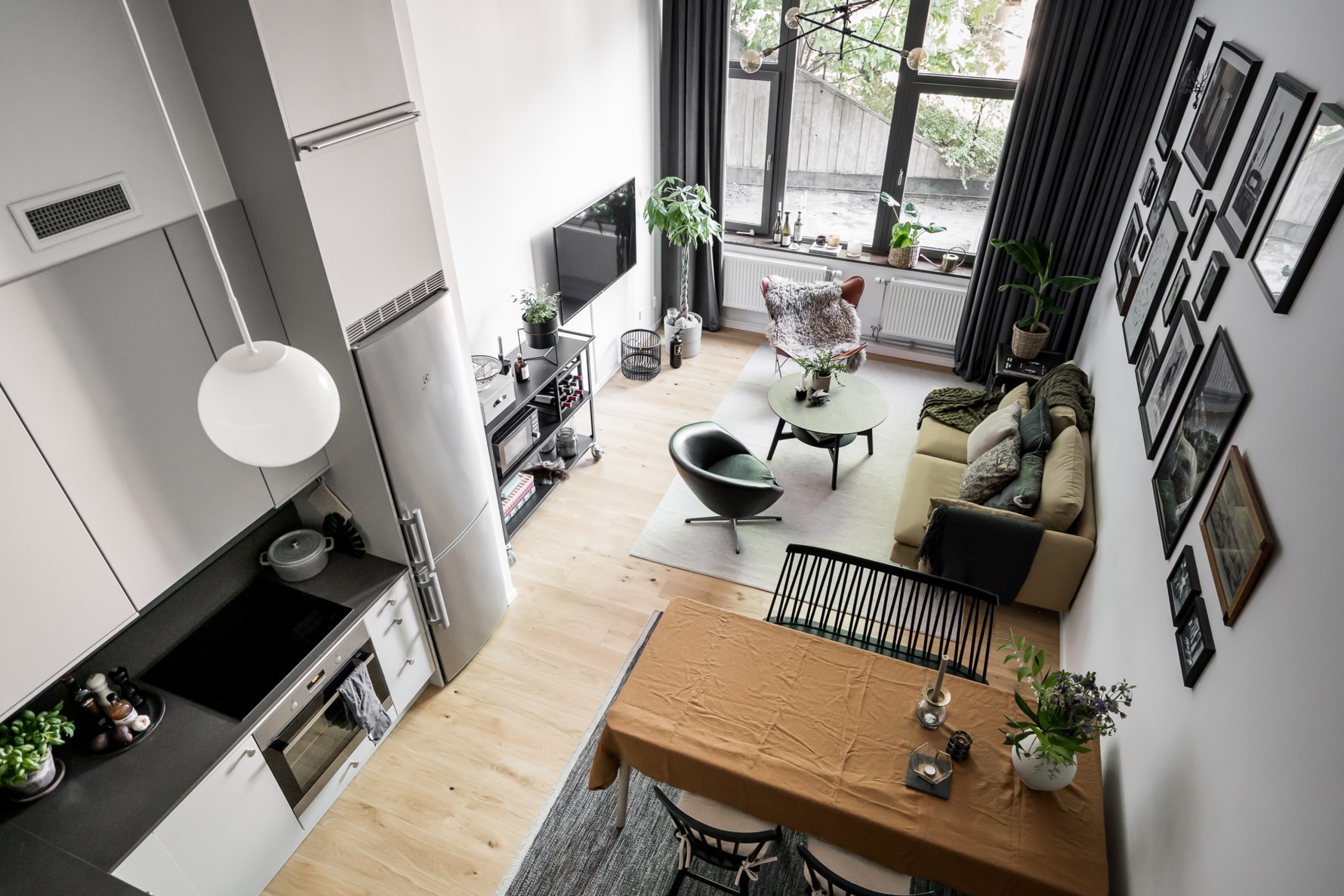salon et cuisine petit duplex décoration scandinave