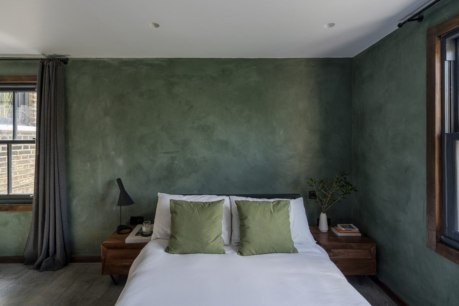chambre mur vert décoration contemporaine