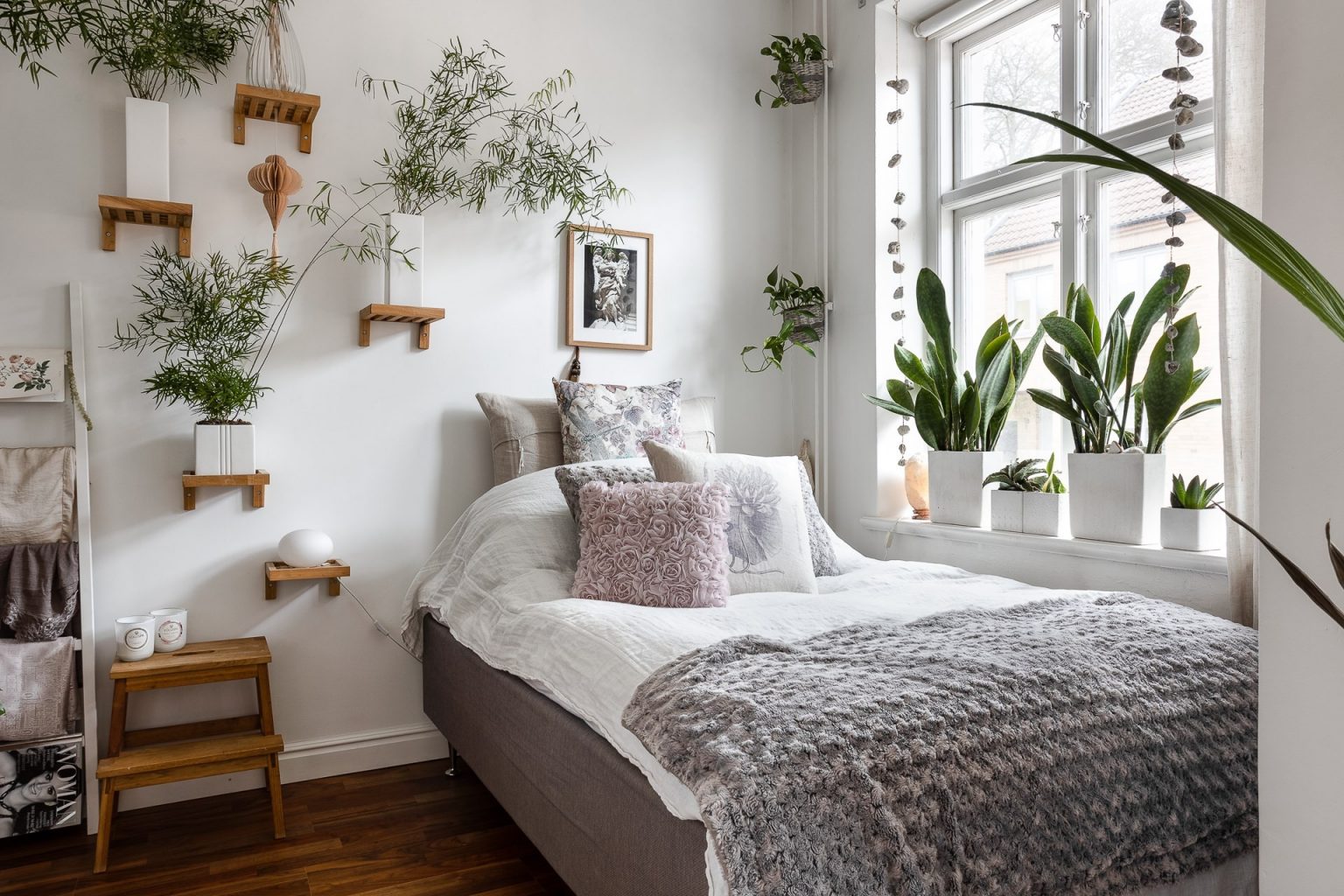chambre avec plantes décoration scandinave