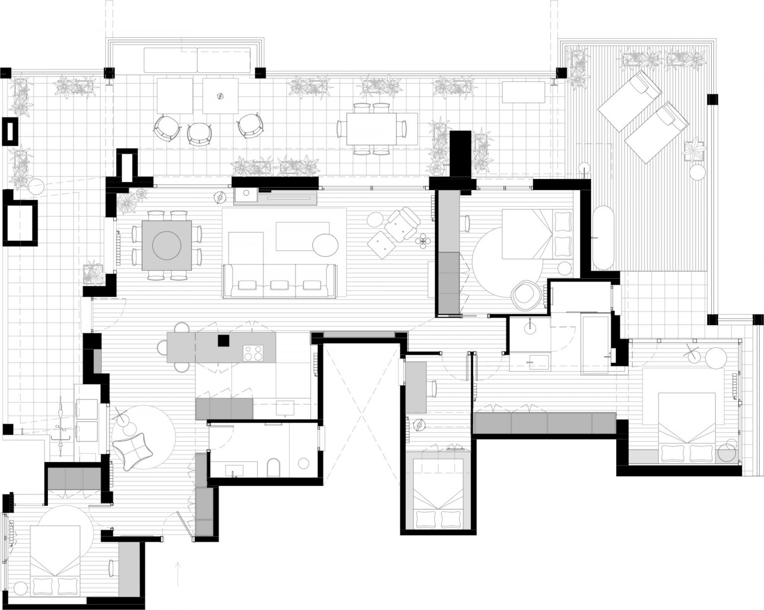 plan appartement de type penthouse familial