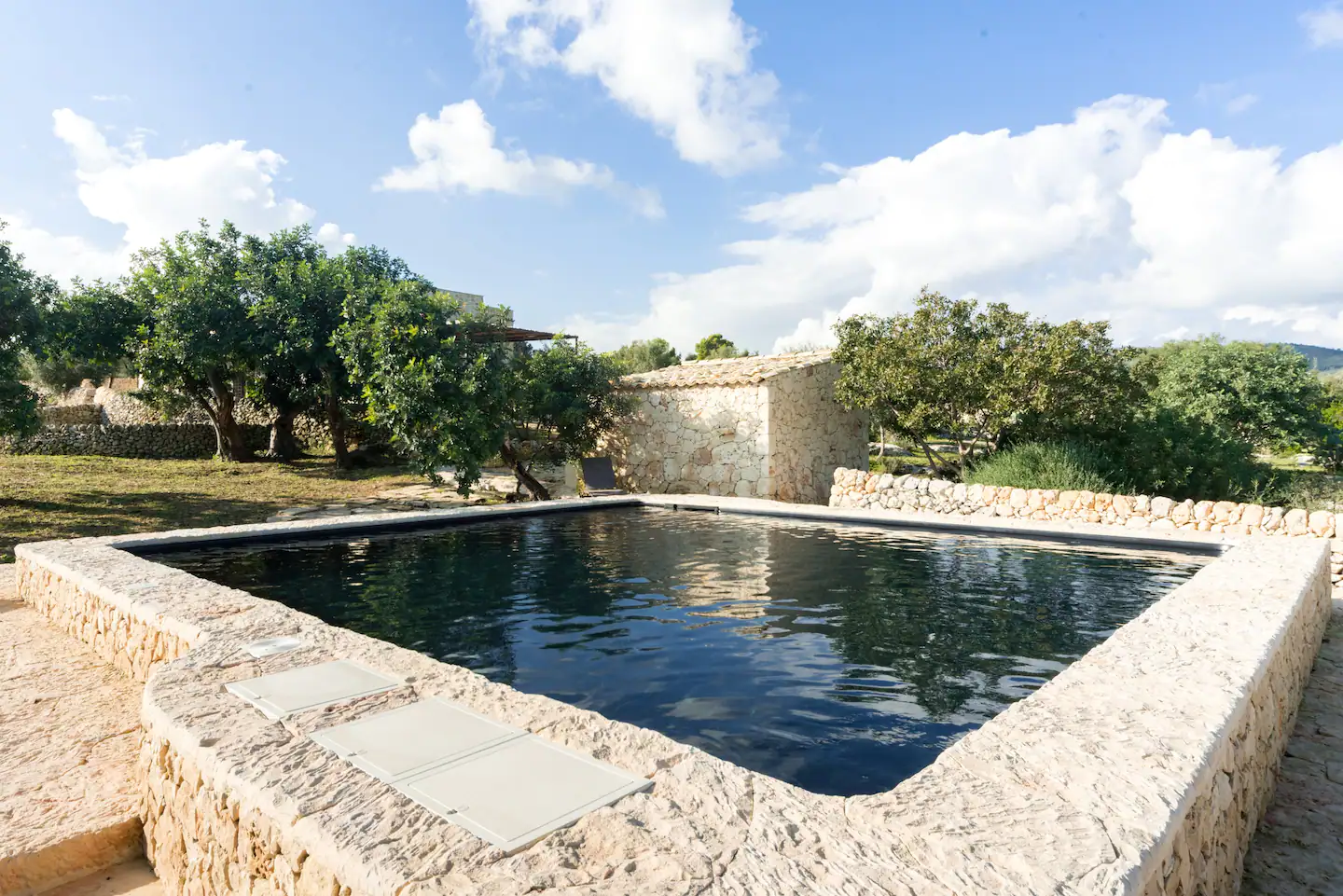 piscine bassin maison en pierre