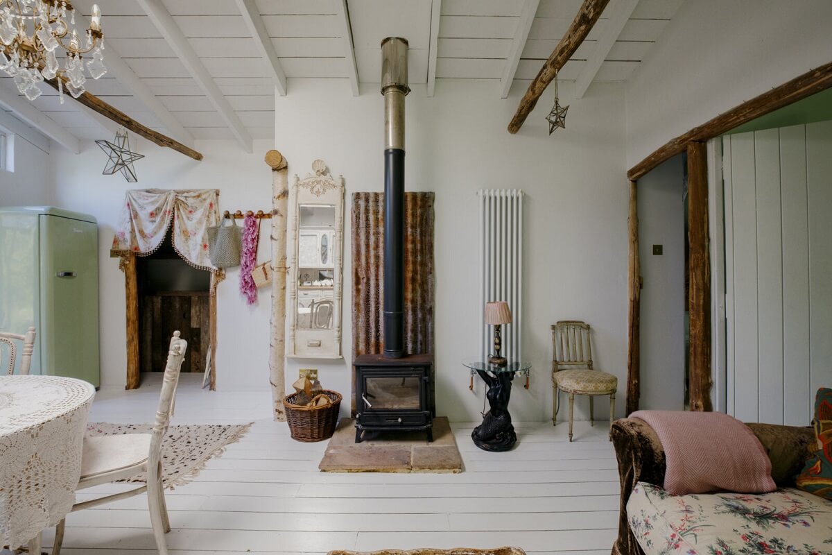 salon maison en bois décoration rustique chic