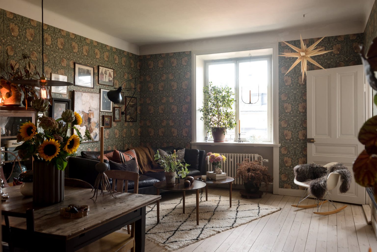 salon décoration vintage papier-peint William Morris