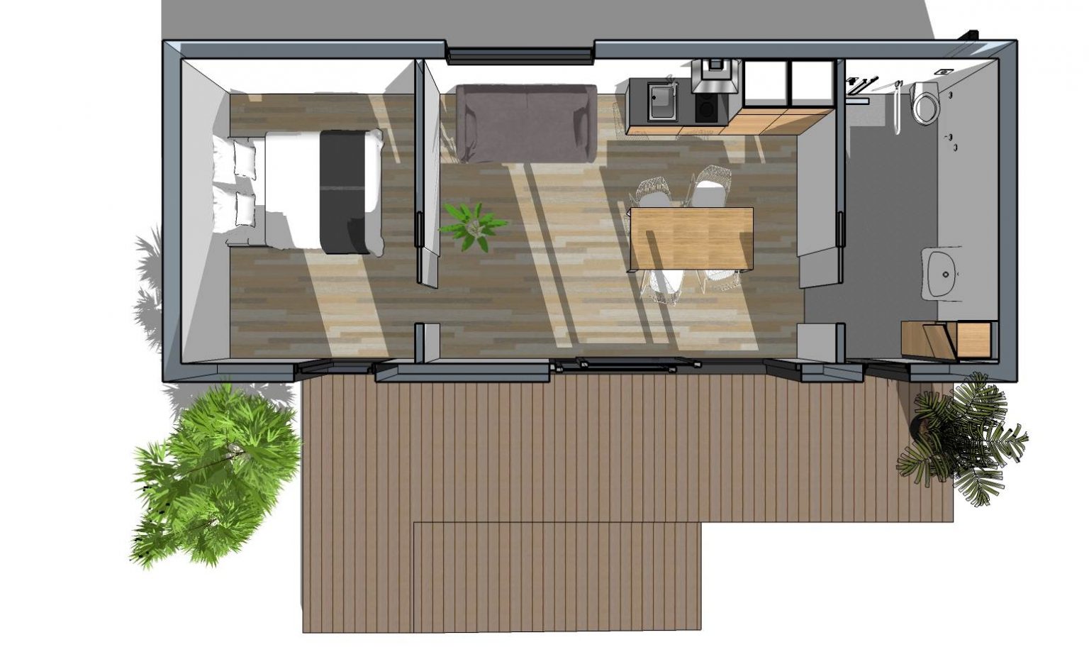 plan mini maison studio de jardin 40m2