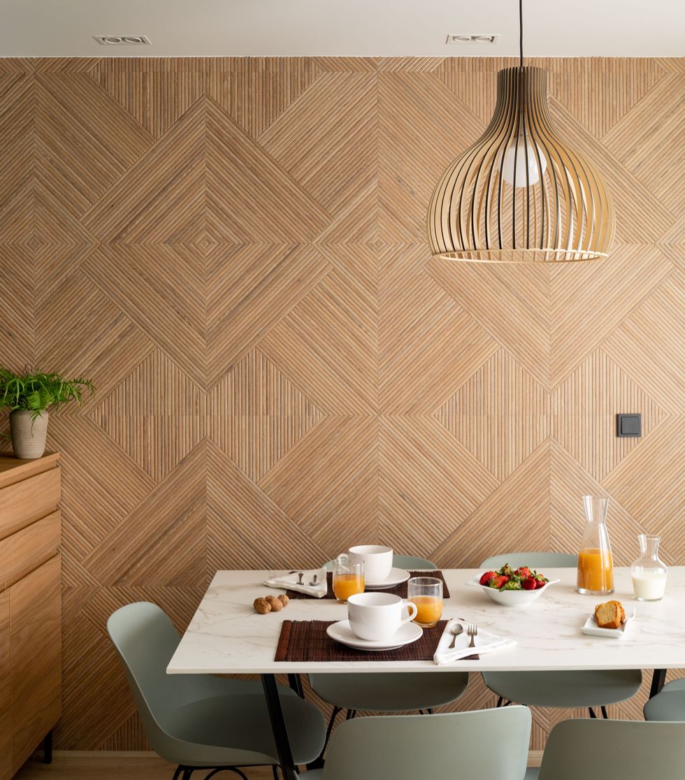 salle à manger décoration contemporaine mur bois