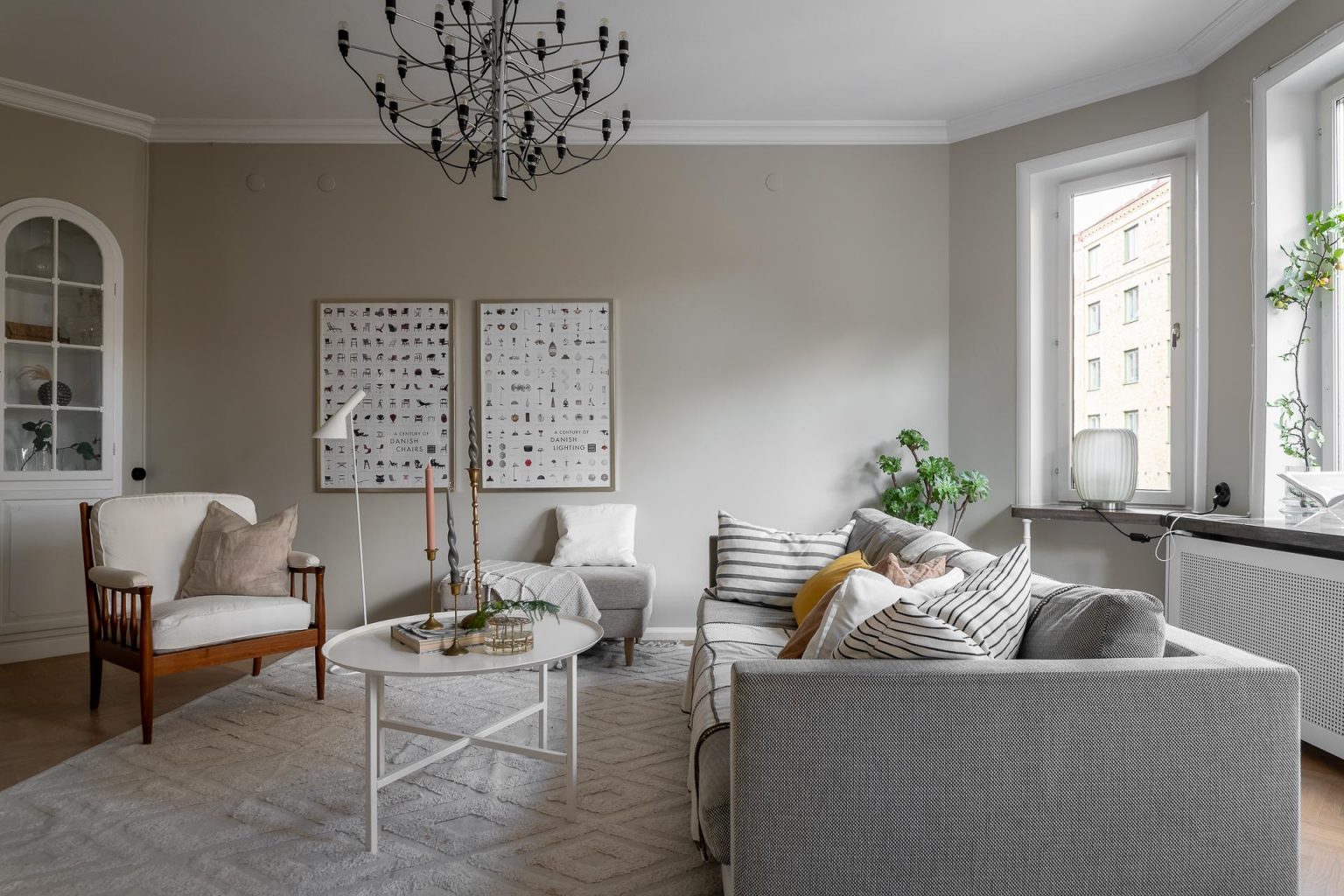 salon gris beige décoration scandinave