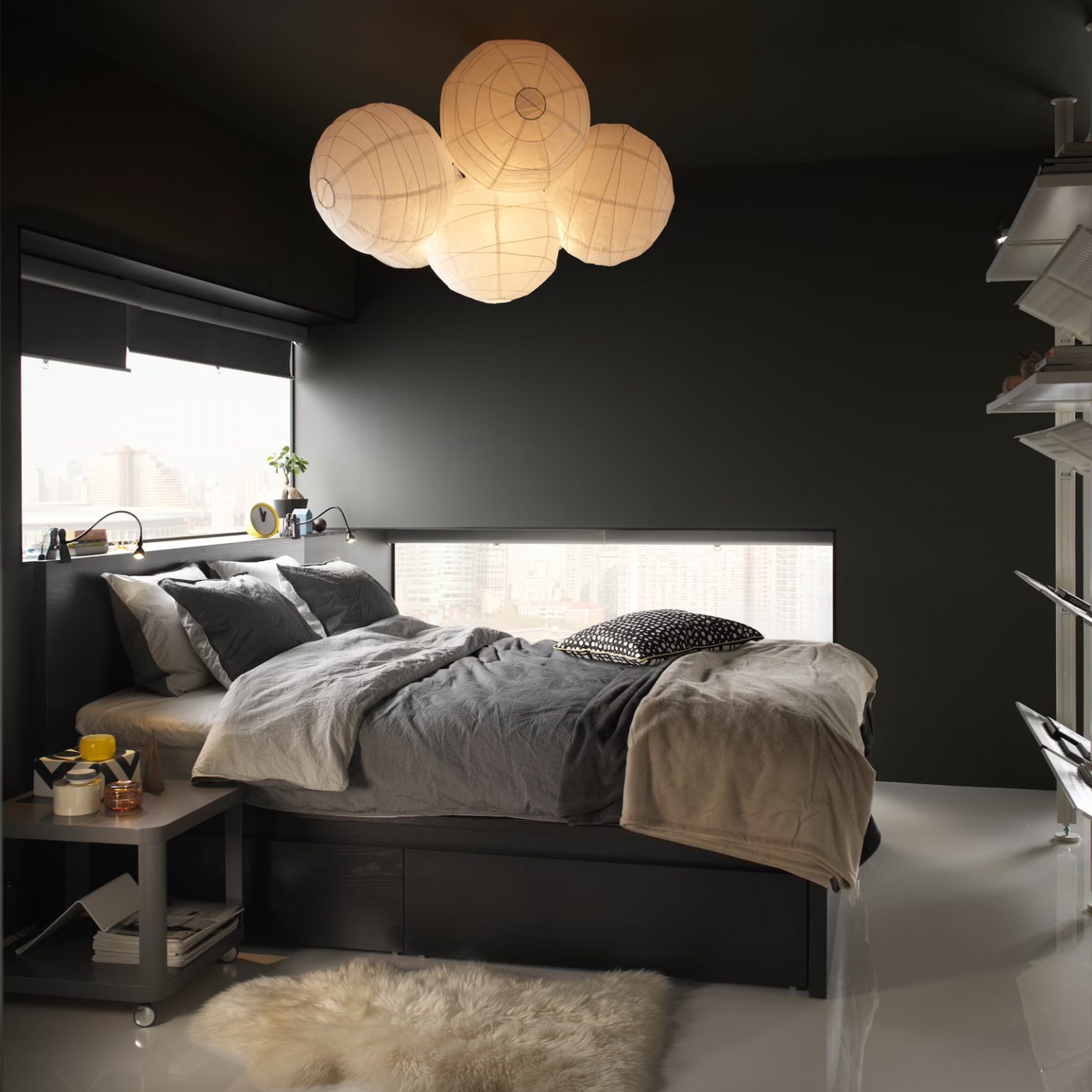 chambre grise appartement design IKEA