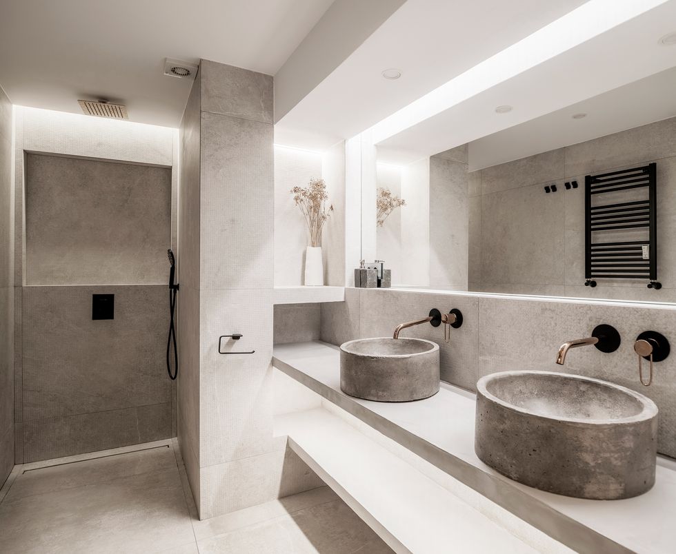 salle de bain grise béton décoration contemporaine