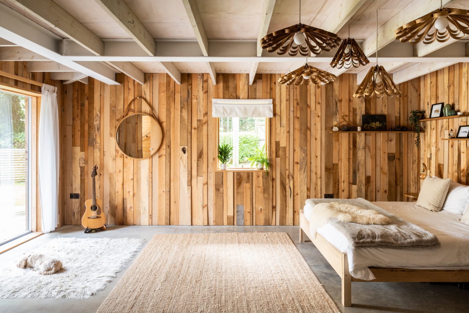 chambre murs bois maison architecte