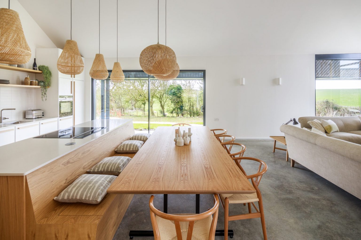 salon et cuisine décoration naturelle maison contemporaine