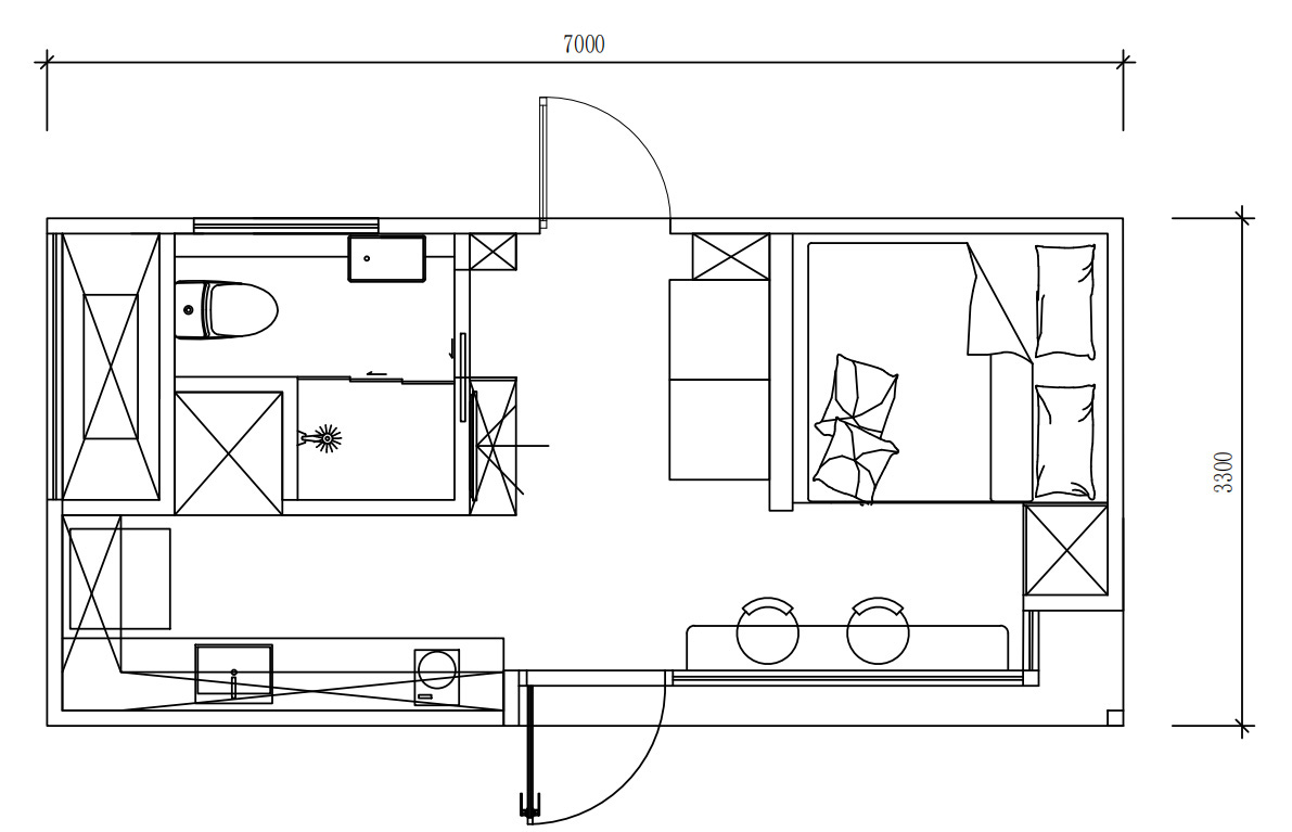 plan mini maison 23m2 Nestron