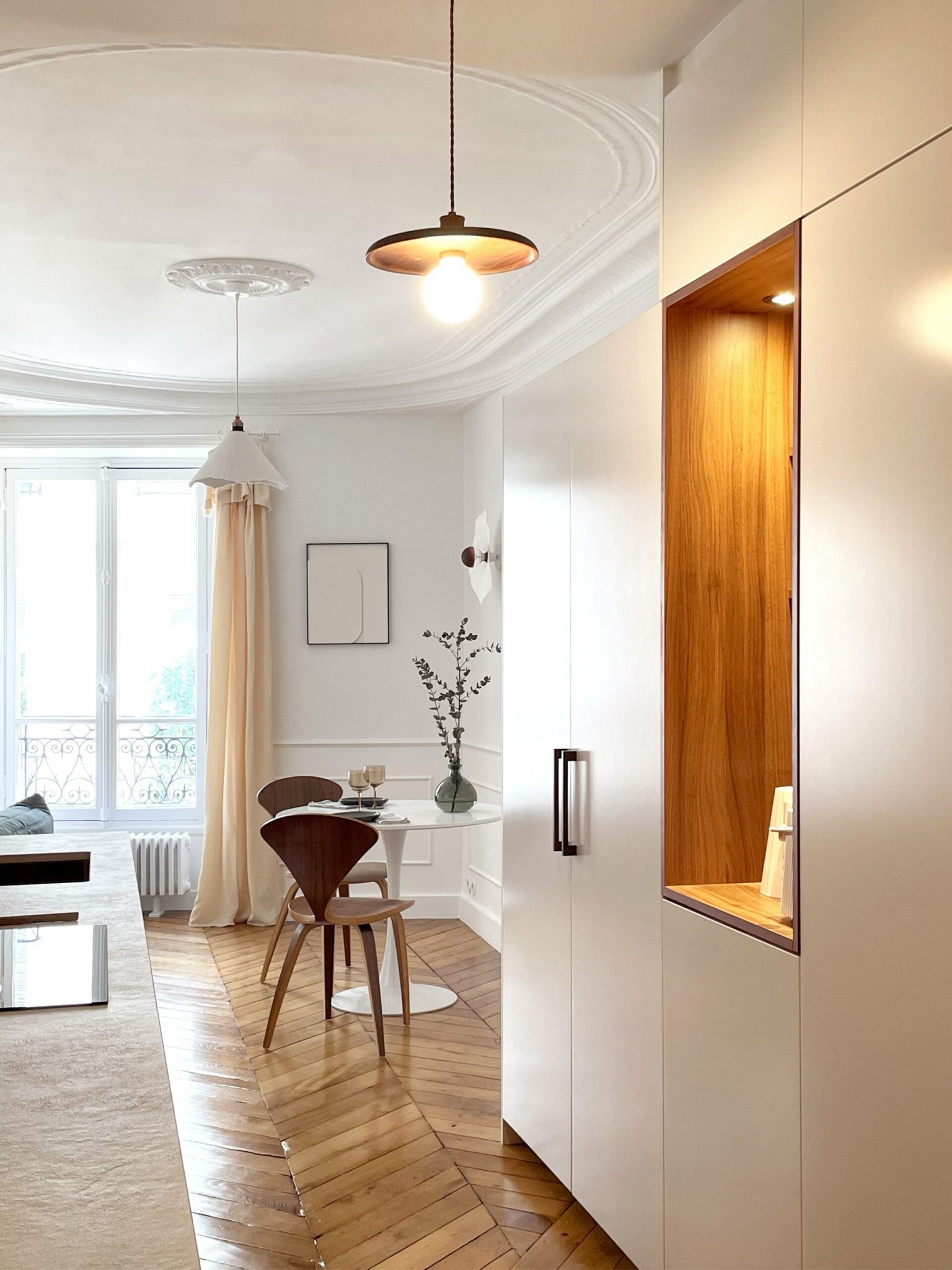 cuisine design petit appartement haussmannien 42m2 Paris
