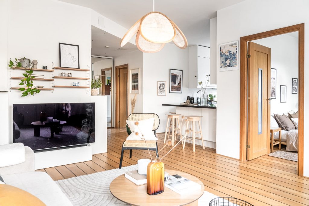 Un trois-pièces de 65m2 bien optimisé aux couleurs douces