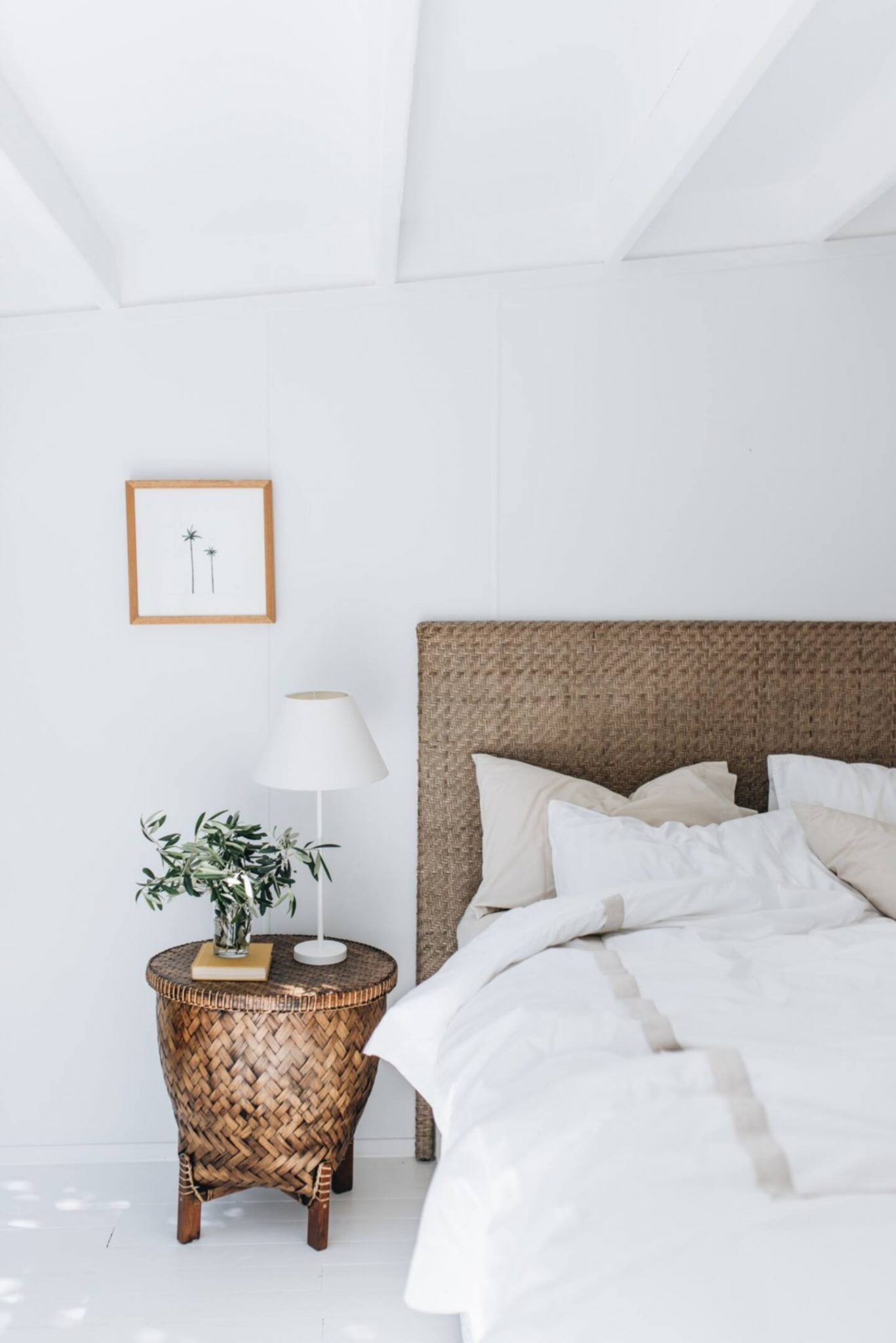 Bedroom white and natural decor beach house australia