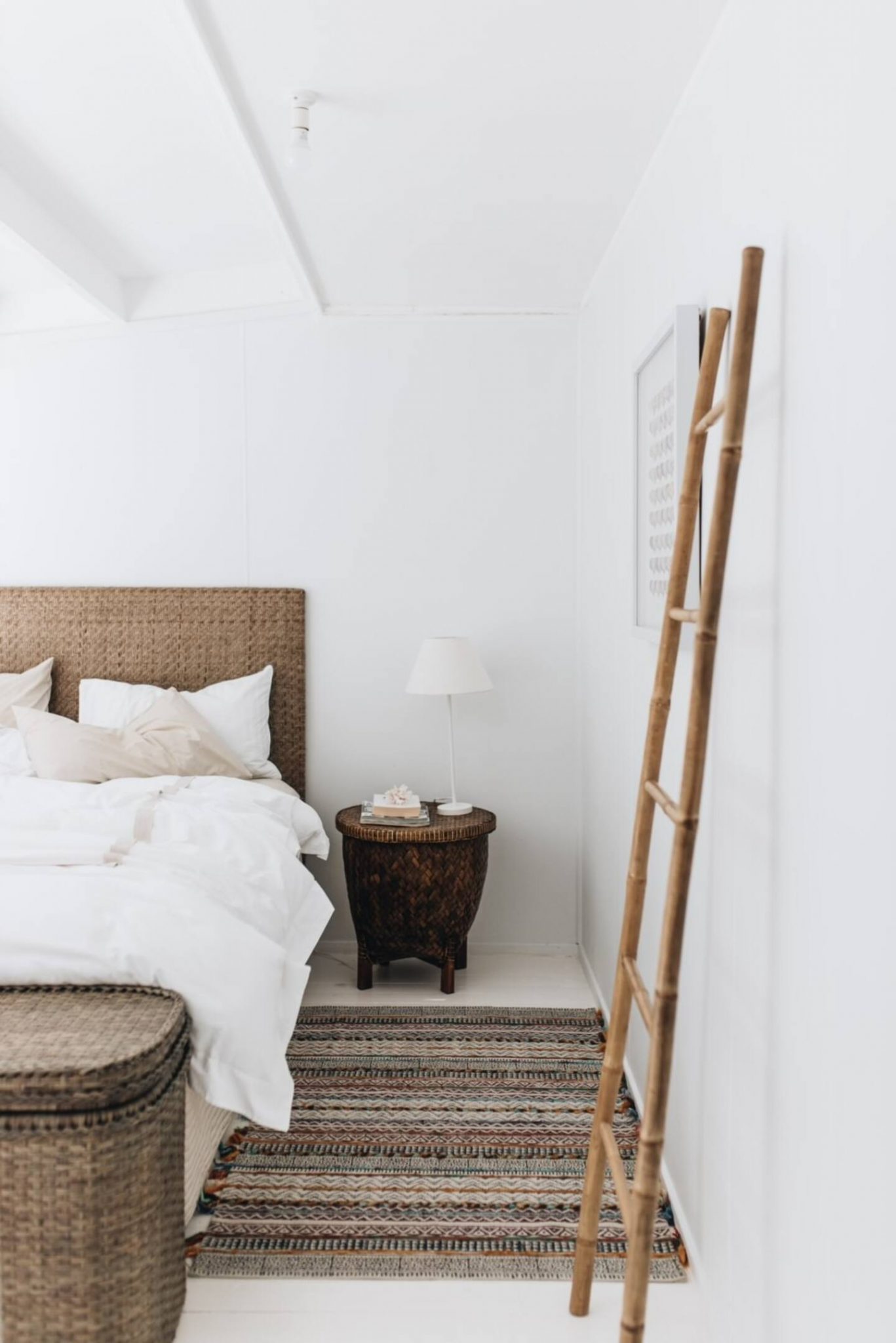 Bedroom white and natural decor beach house australia