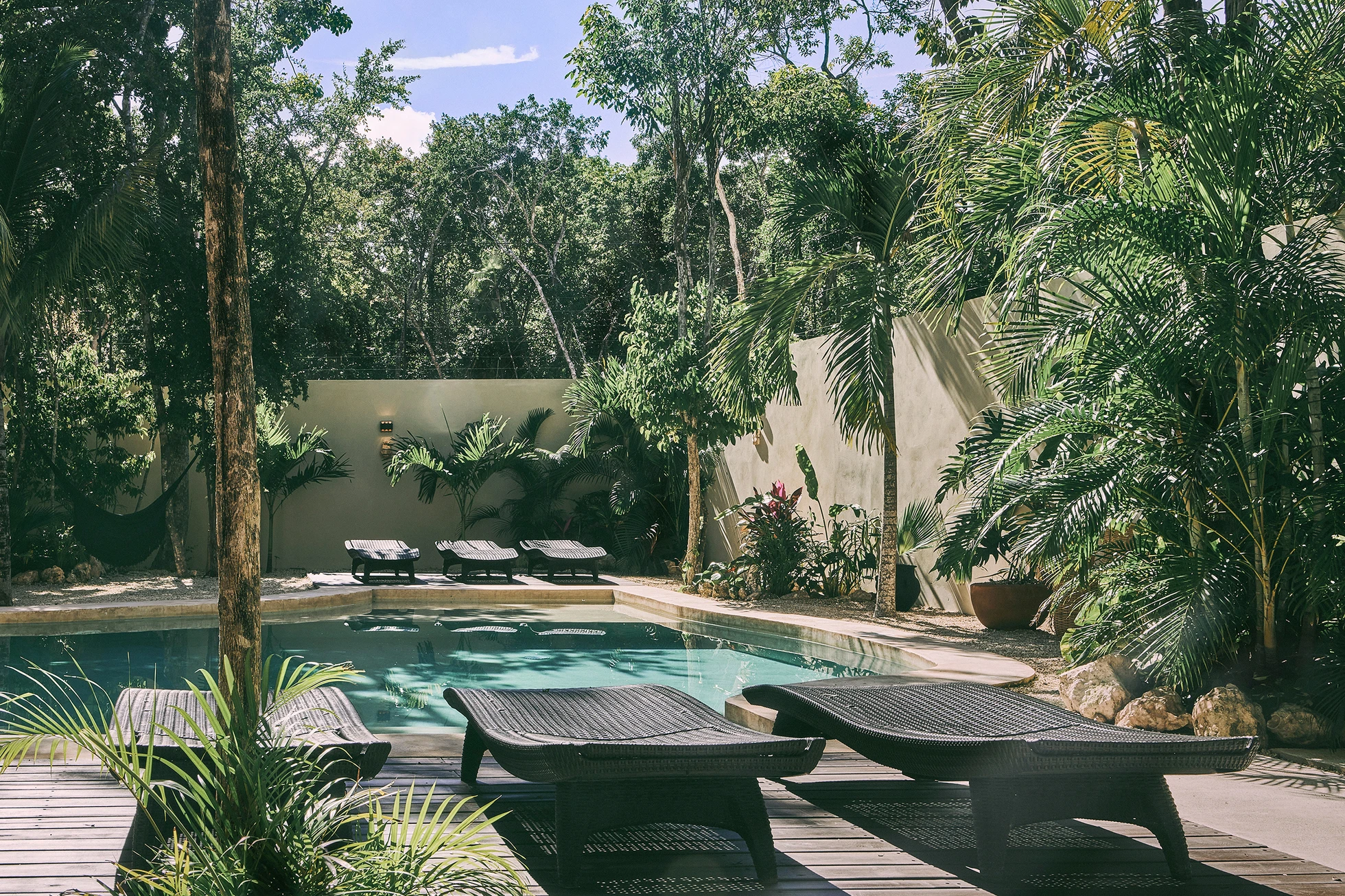 jardin avec piscine maison Tulum