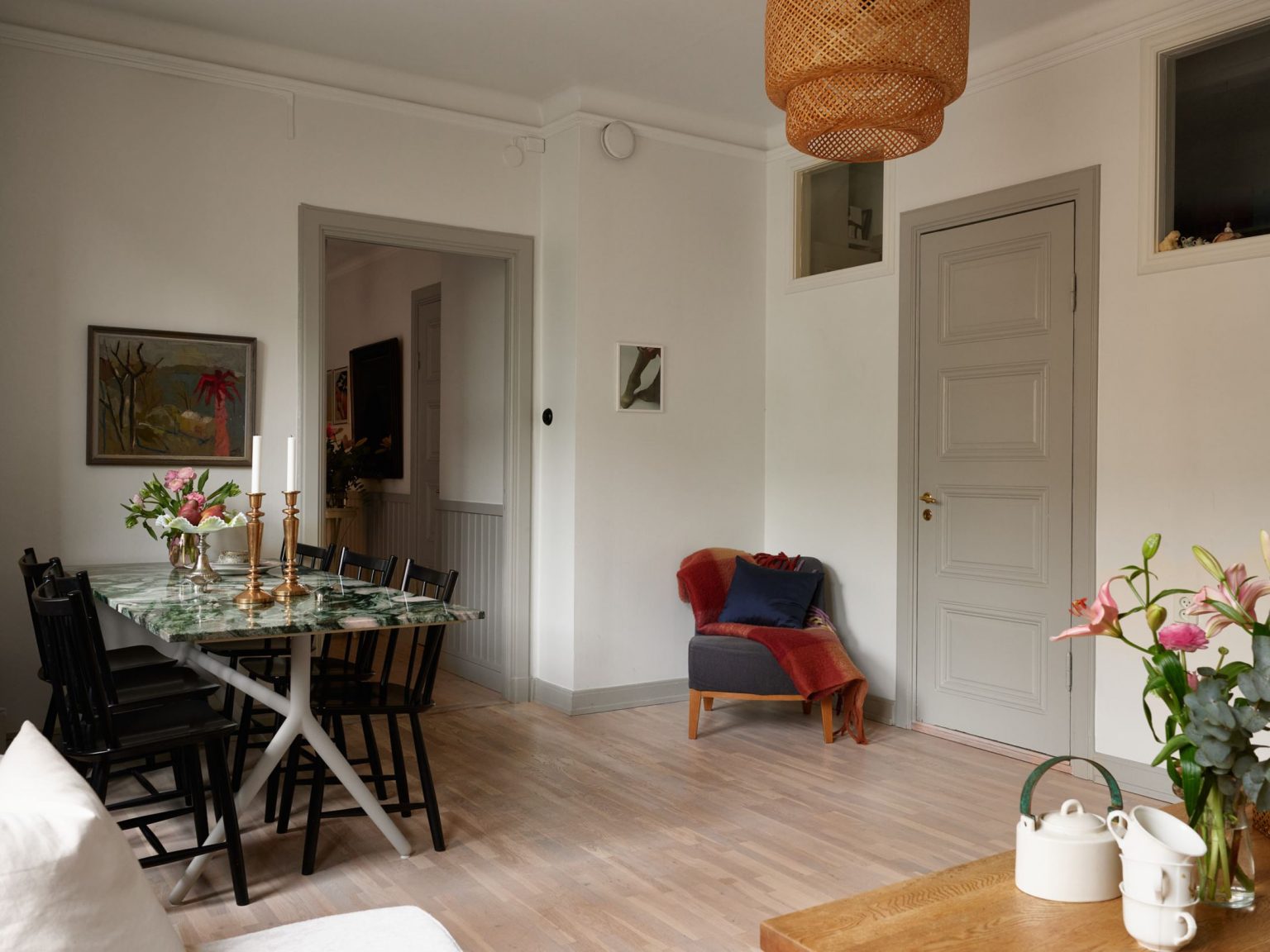 salon et salle à manger dans appartement décoration vintage