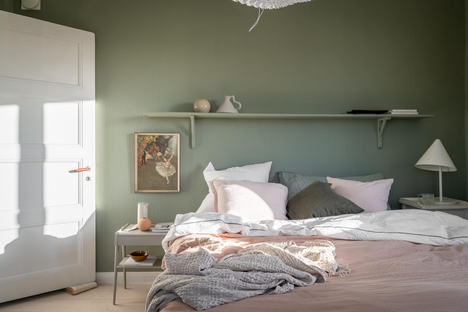chambre décoration scandinave pastel verte