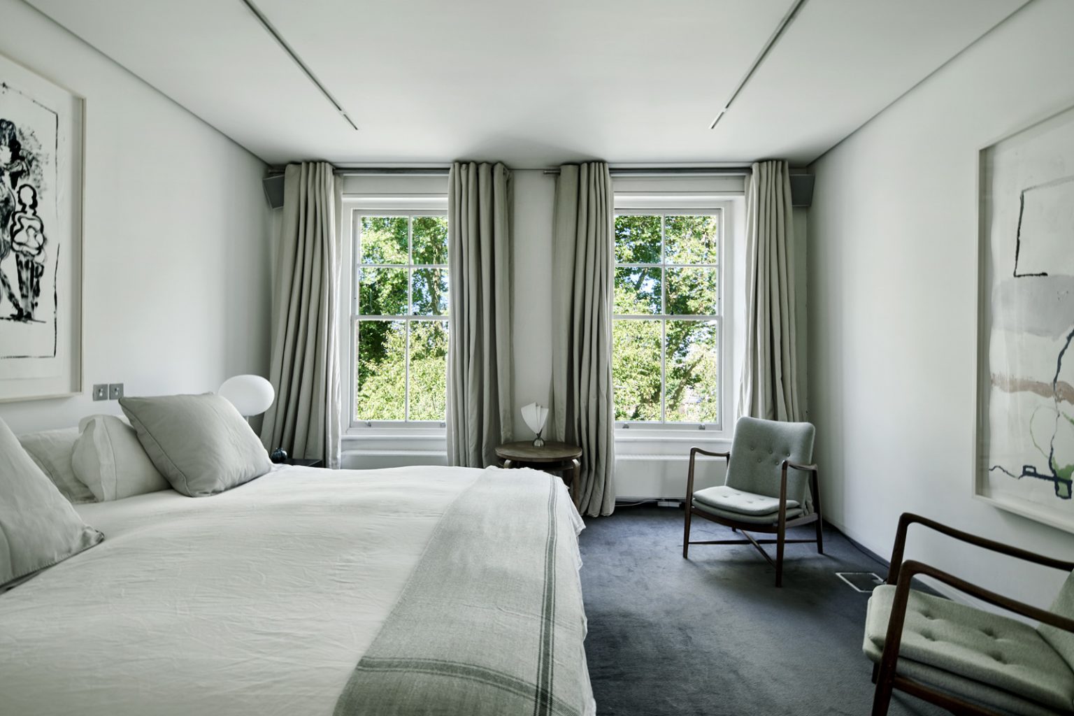chambre décoration blanche maison agrandie Londres avec extension contemporaine