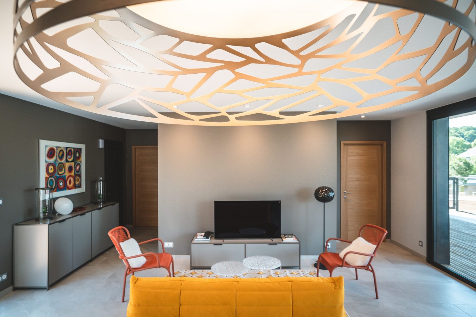salon décoration design maison contemporaine Domaine de Labro Aveyron