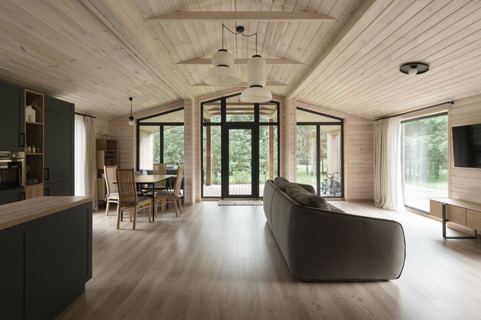 salon maison en bois préfabriquée Scandi 4 Compact Housing