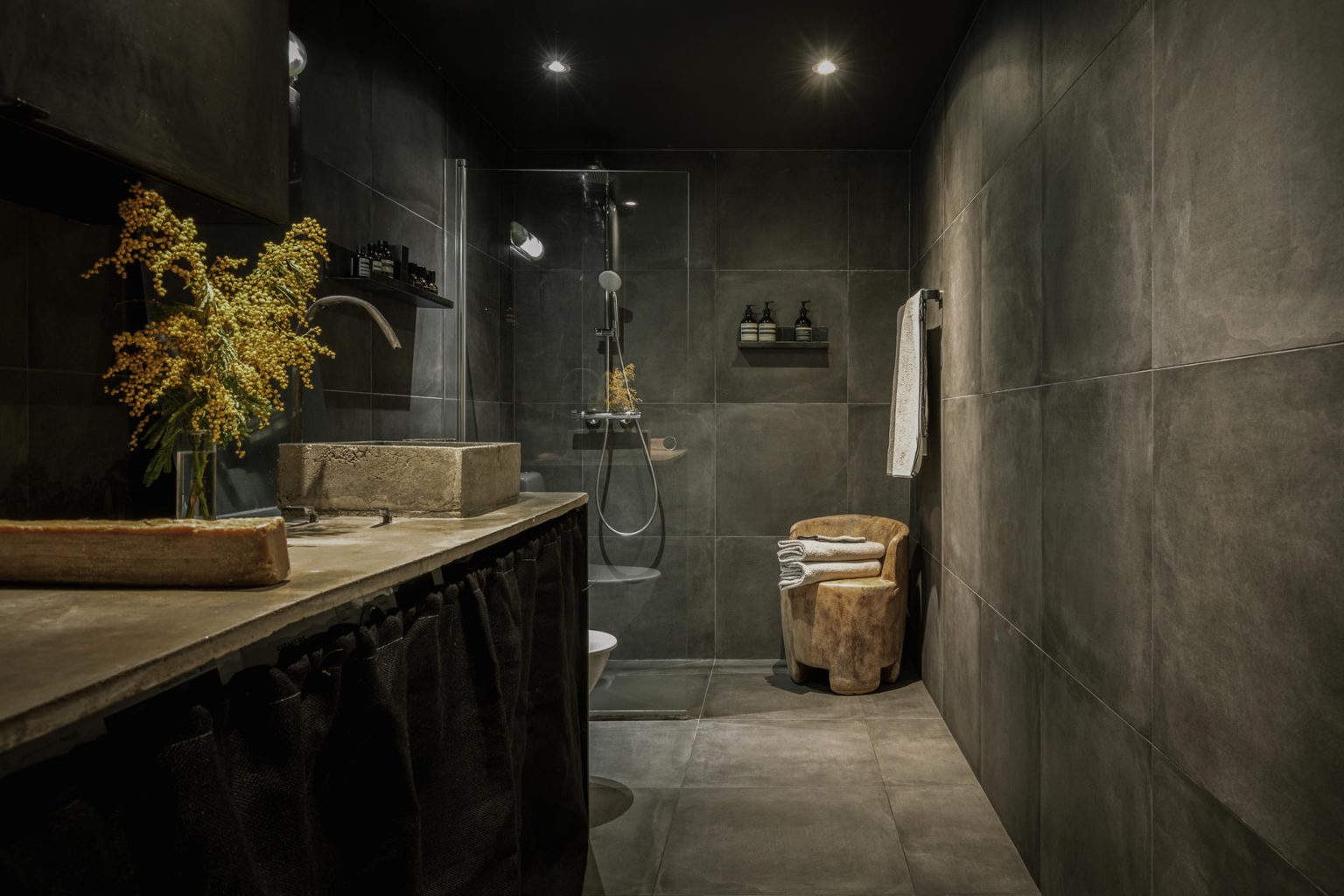 salle de bain design sombre
