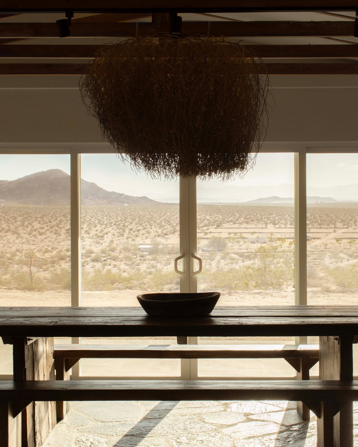 salle à manger vue désert de Mojave
