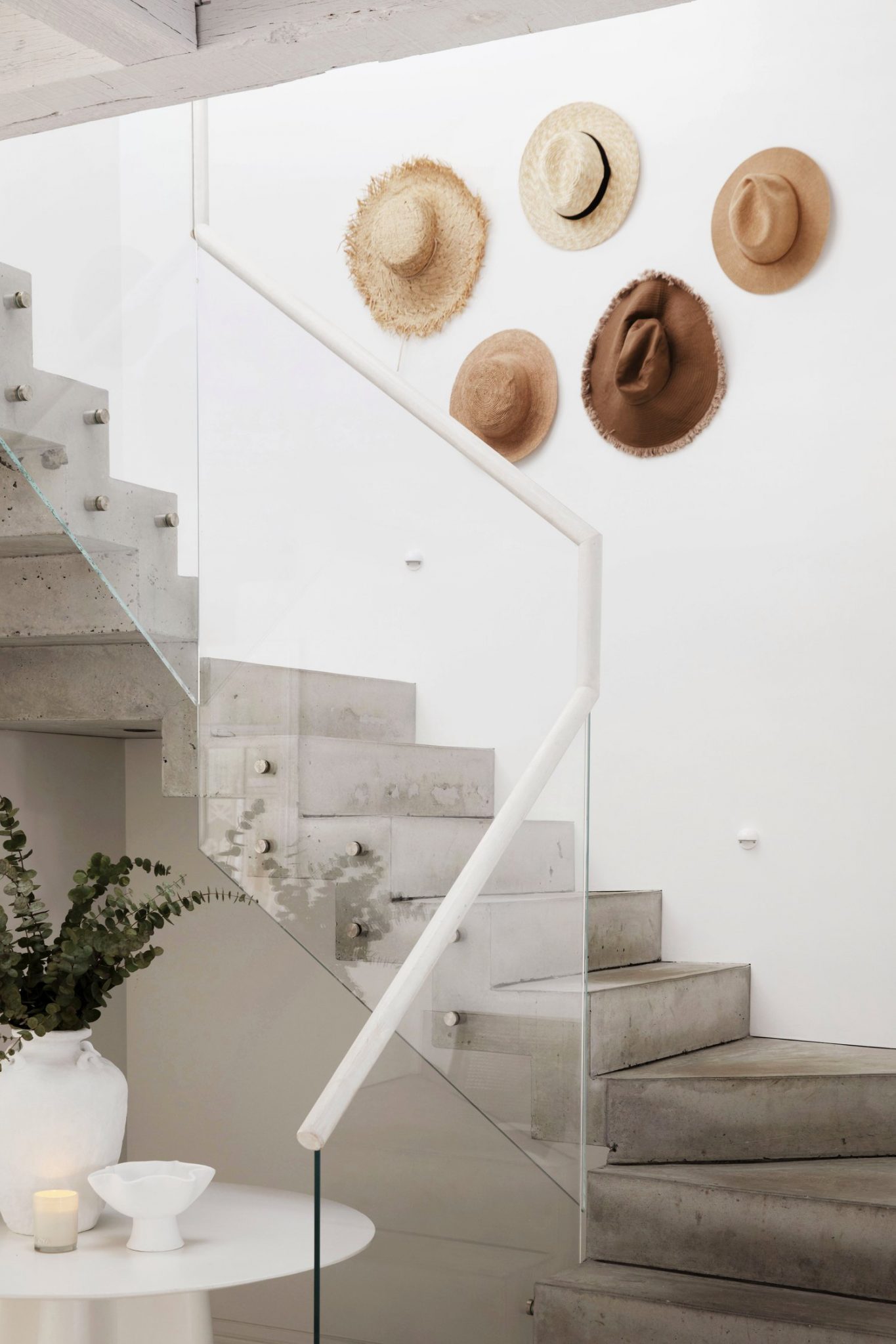 Modern staircase beach house australia rolling cheese white decor