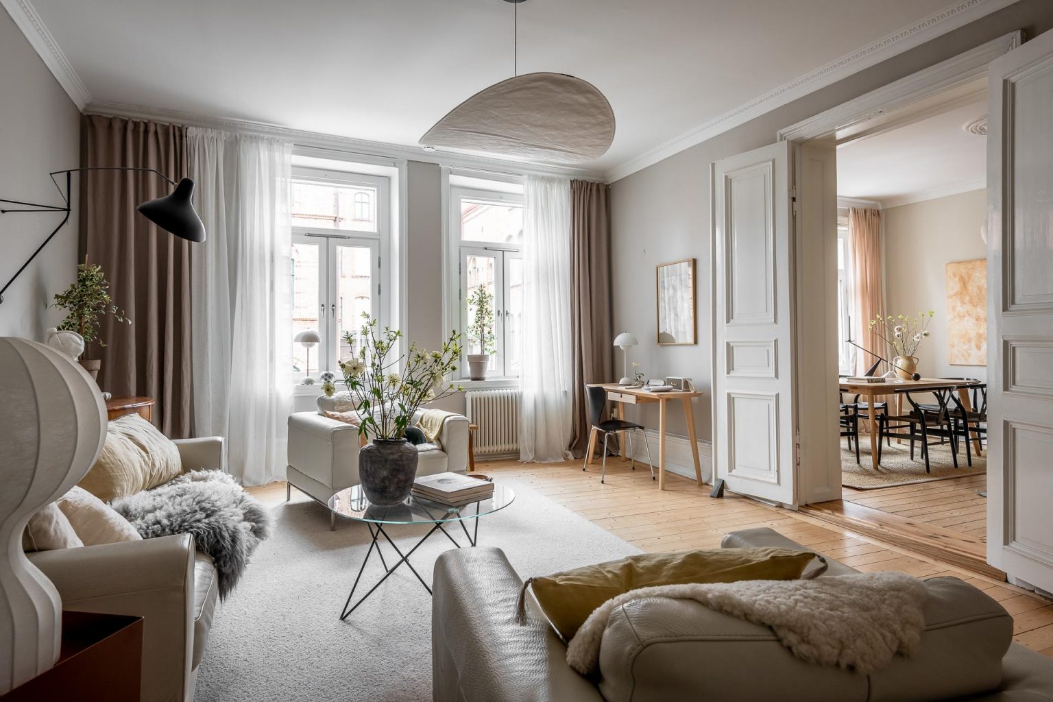 salon décoration scandinave et design beige