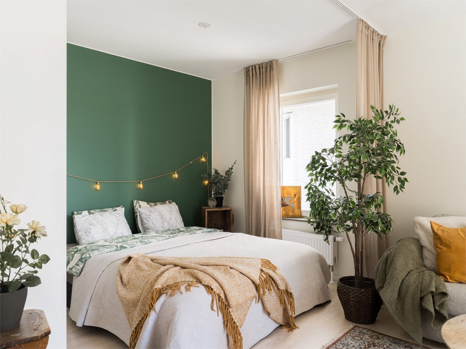 chambre mur vert